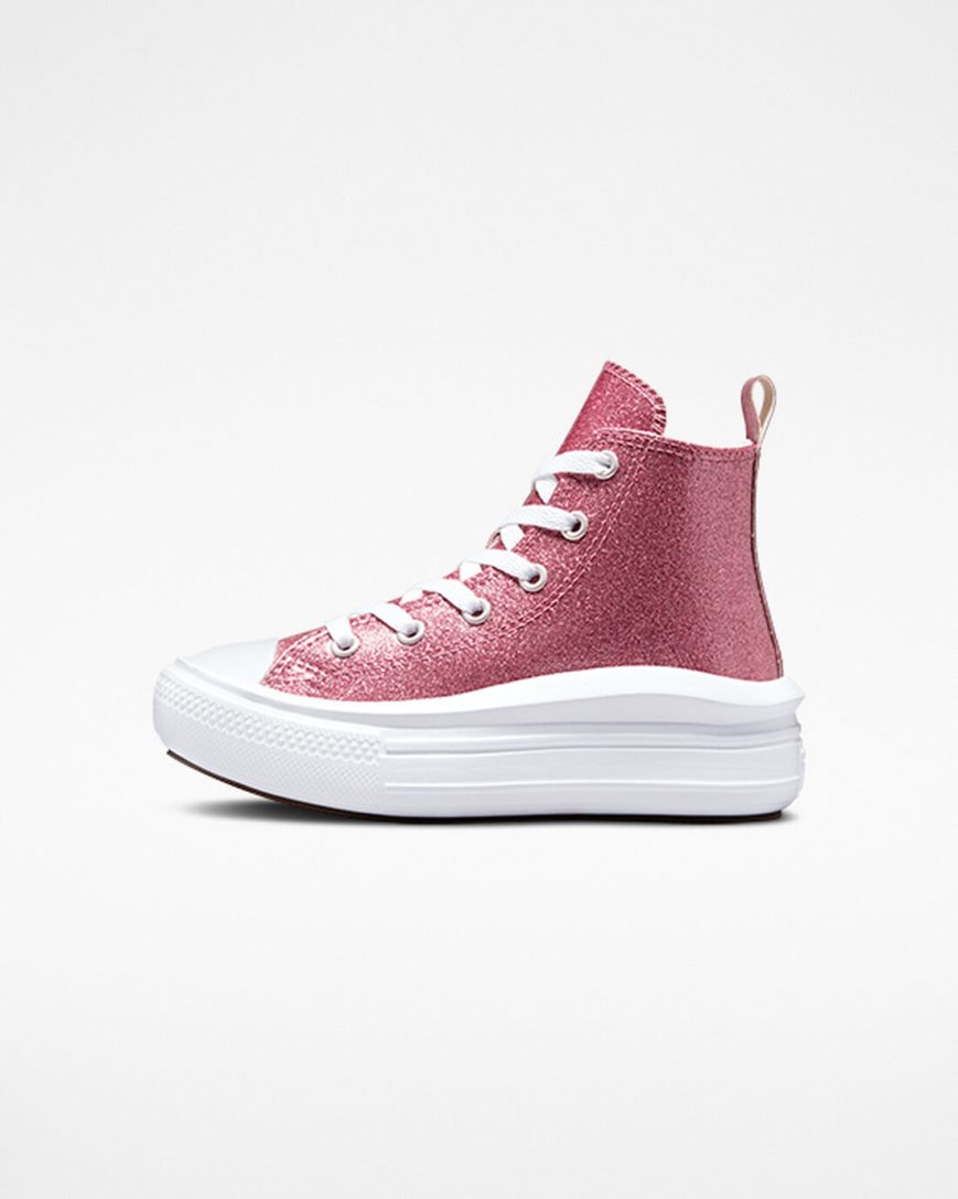 Pantofi Platforma Fete Converse Chuck Taylor All Star Move Glitter Inalti Roz Violet Albi | RO T0ESV209